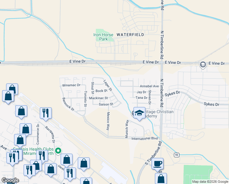 map of restaurants, bars, coffee shops, grocery stores, and more near 2220 Lager Street in Fort Collins