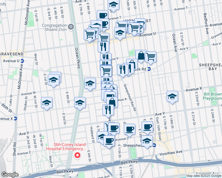 map of restaurants, bars, coffee shops, grocery stores, and more near 1002 Lancaster Avenue in Brooklyn