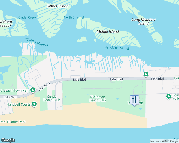 map of restaurants, bars, coffee shops, grocery stores, and more near 909 Gerry Avenue in Lido Beach