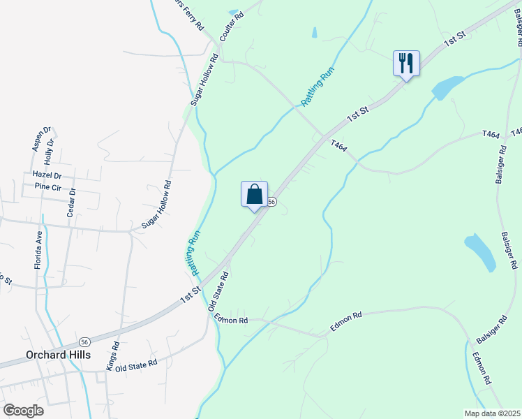 map of restaurants, bars, coffee shops, grocery stores, and more near 1150 Pennsylvania 56 in Apollo