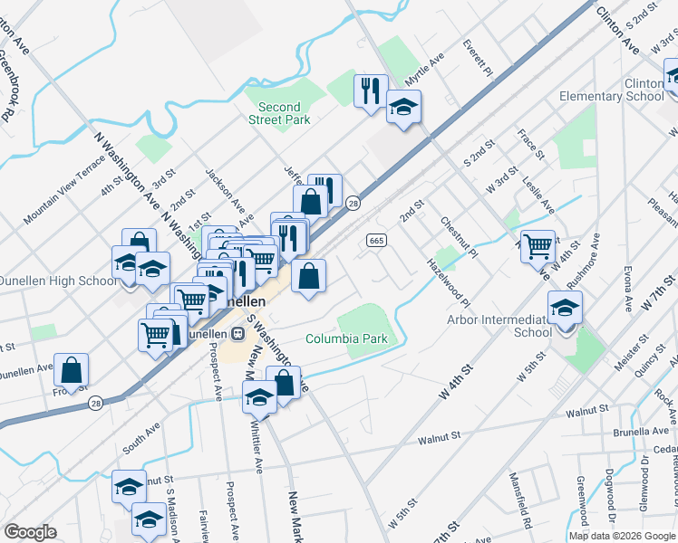 map of restaurants, bars, coffee shops, grocery stores, and more near 731 Station Road in Dunellen