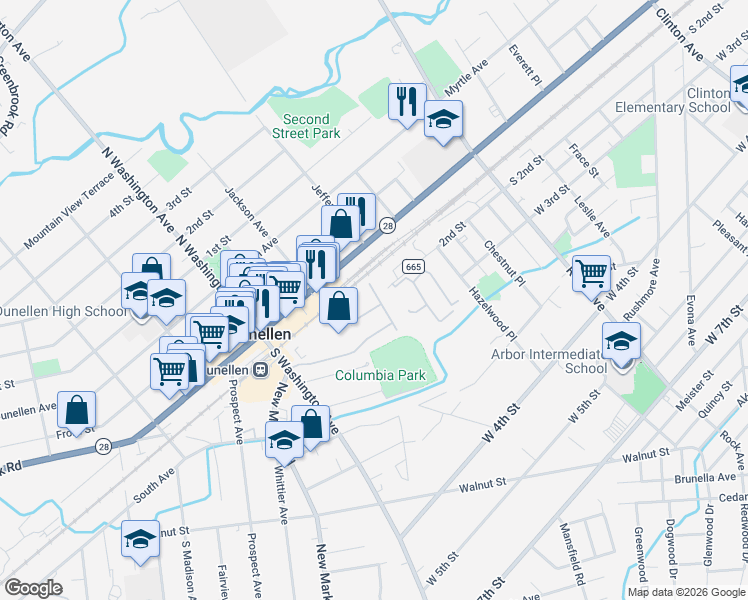 map of restaurants, bars, coffee shops, grocery stores, and more near 735 Station Road in Dunellen