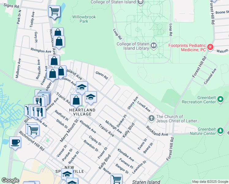 map of restaurants, bars, coffee shops, grocery stores, and more near 41 Borman Avenue in Staten Island