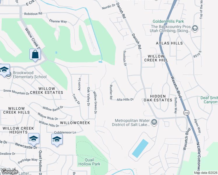 map of restaurants, bars, coffee shops, grocery stores, and more near 8704 Rustler Rd in Sandy