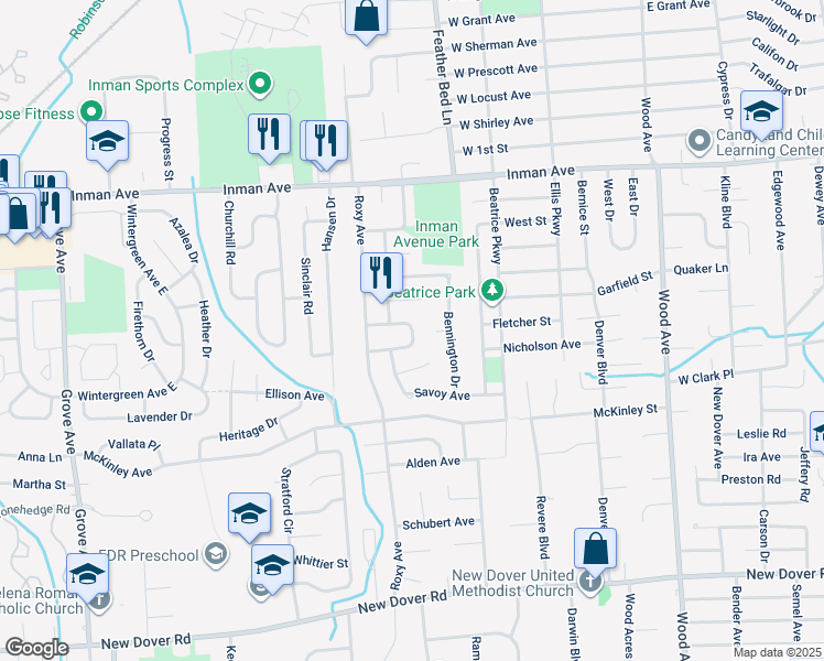 map of restaurants, bars, coffee shops, grocery stores, and more near 16 Independence Drive in Edison