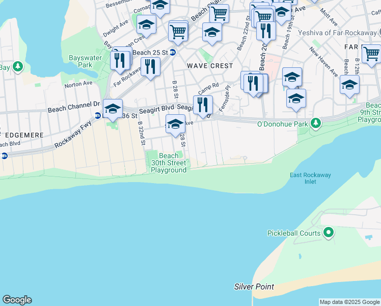 map of restaurants, bars, coffee shops, grocery stores, and more near 98 B 28 Street in Queens