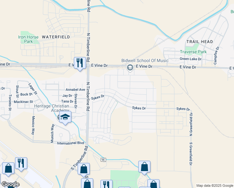 map of restaurants, bars, coffee shops, grocery stores, and more near 2803 Conquest Street in Fort Collins