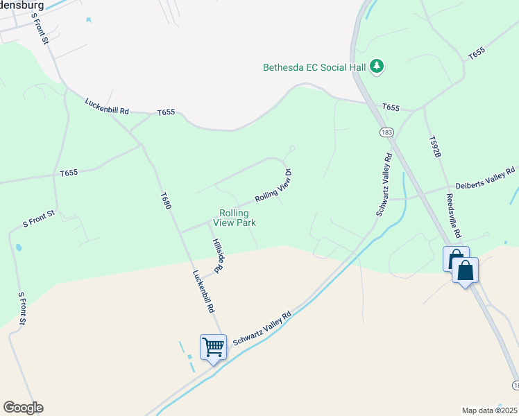 map of restaurants, bars, coffee shops, grocery stores, and more near 51 Rolling View Drive in Schuylkill Haven