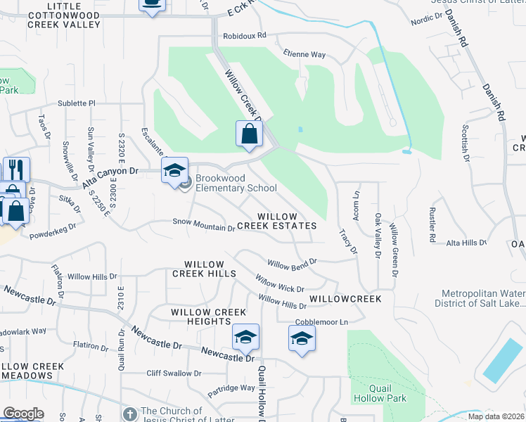 map of restaurants, bars, coffee shops, grocery stores, and more near 8690 Alta Canyon Drive in Sandy