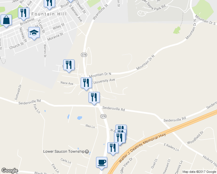 map of restaurants, bars, coffee shops, grocery stores, and more near 2194 Rovaldi Avenue in Bethlehem