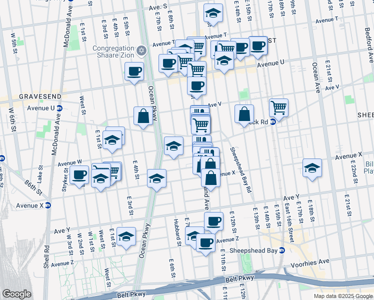 map of restaurants, bars, coffee shops, grocery stores, and more near 75 Lancaster Avenue in Brooklyn