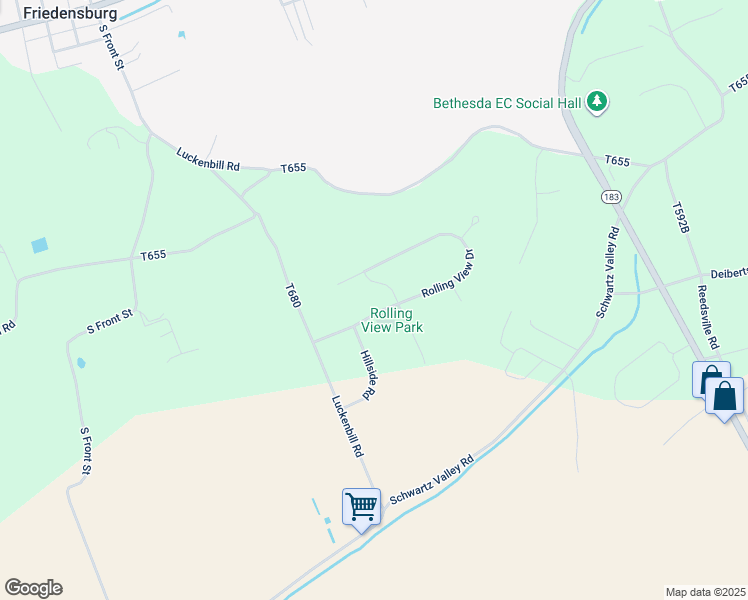 map of restaurants, bars, coffee shops, grocery stores, and more near 34 Rolling View Drive in Schuylkill Haven