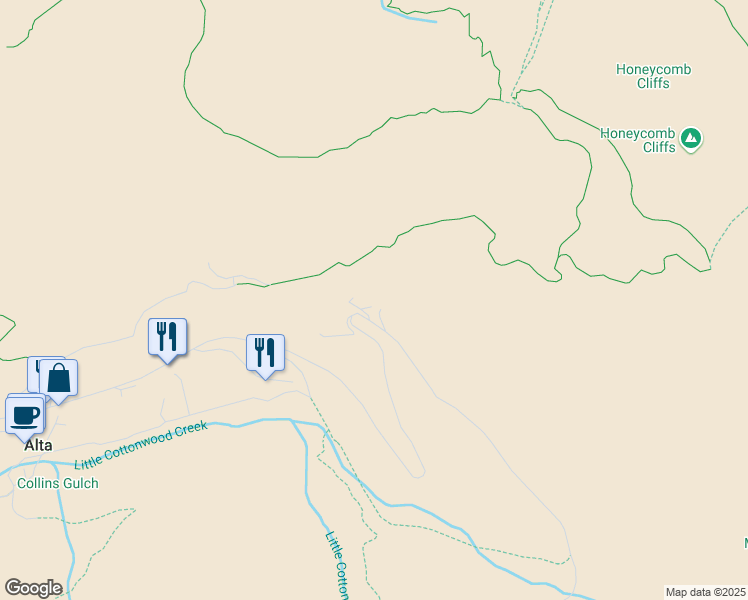 map of restaurants, bars, coffee shops, grocery stores, and more near 8593 Albion Basin Road in Salt Lake City
