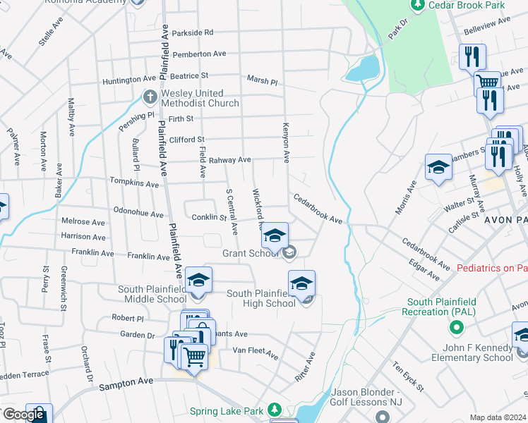 map of restaurants, bars, coffee shops, grocery stores, and more near 301 Bolliger Way in South Plainfield