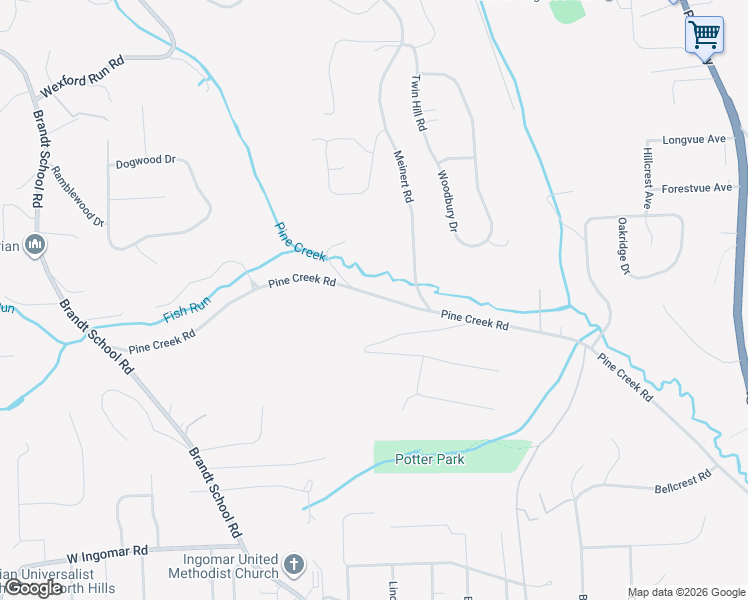 map of restaurants, bars, coffee shops, grocery stores, and more near 460 Pine Creek Road in Wexford