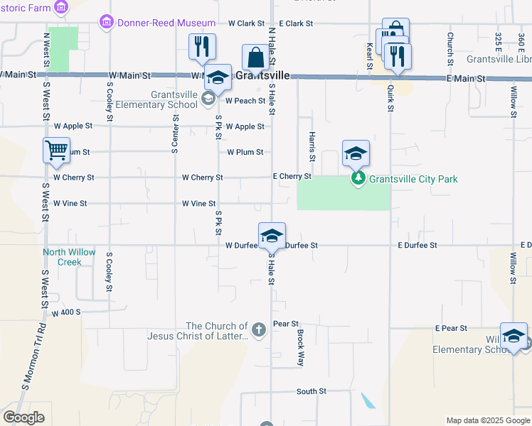 map of restaurants, bars, coffee shops, grocery stores, and more near 288 South Hale Street in Grantsville