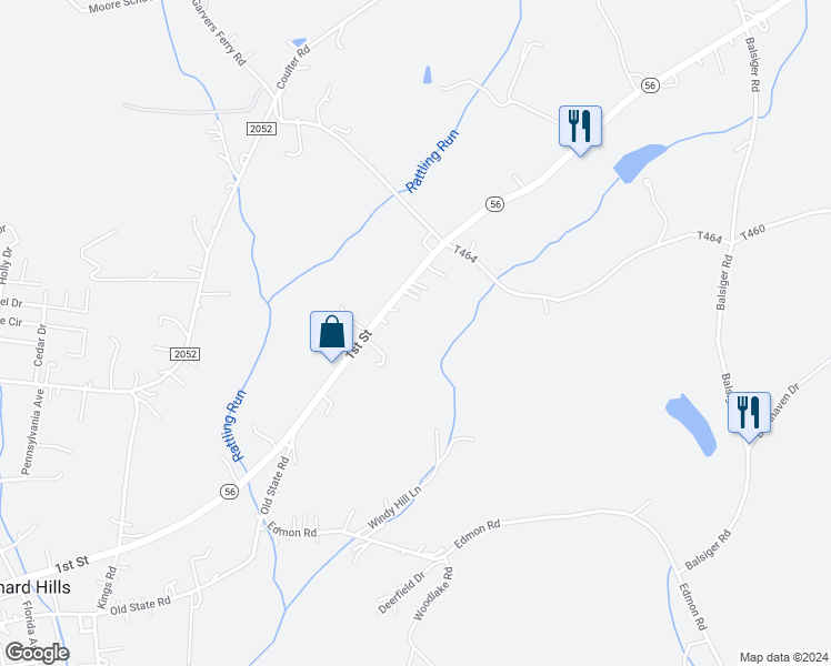 map of restaurants, bars, coffee shops, grocery stores, and more near 1173 Pennsylvania 56 in Apollo