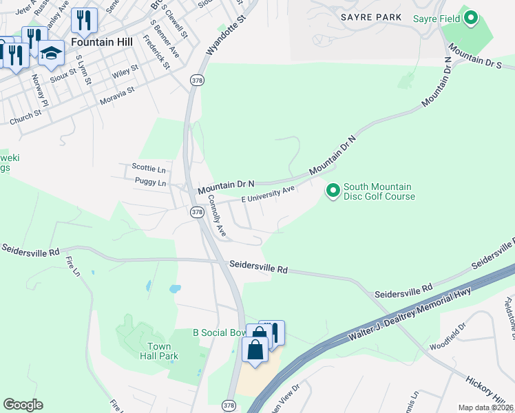map of restaurants, bars, coffee shops, grocery stores, and more near 2189 Rovaldi Avenue in Bethlehem