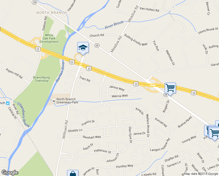 map of restaurants, bars, coffee shops, grocery stores, and more near 185 Mary Court in Bridgewater