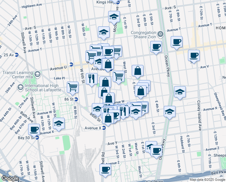 map of restaurants, bars, coffee shops, grocery stores, and more near 37 Stryker Street in Brooklyn