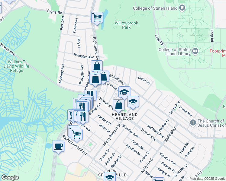 map of restaurants, bars, coffee shops, grocery stores, and more near 12 Gadsen Place in Staten Island