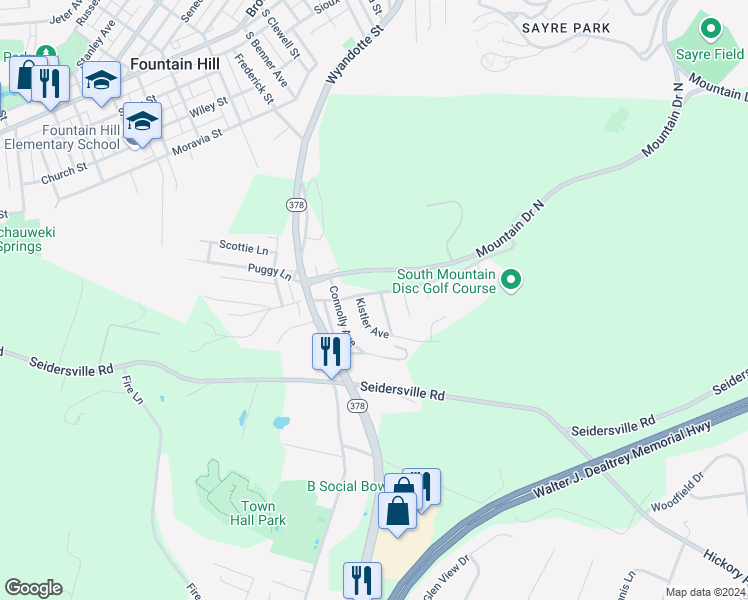 map of restaurants, bars, coffee shops, grocery stores, and more near 1444 East University Avenue in Bethlehem