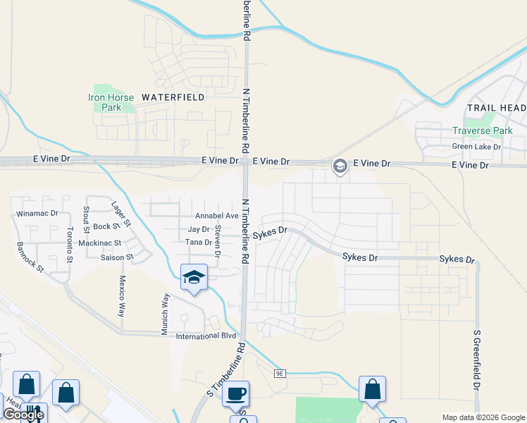 map of restaurants, bars, coffee shops, grocery stores, and more near 514 Vicot Way in Fort Collins