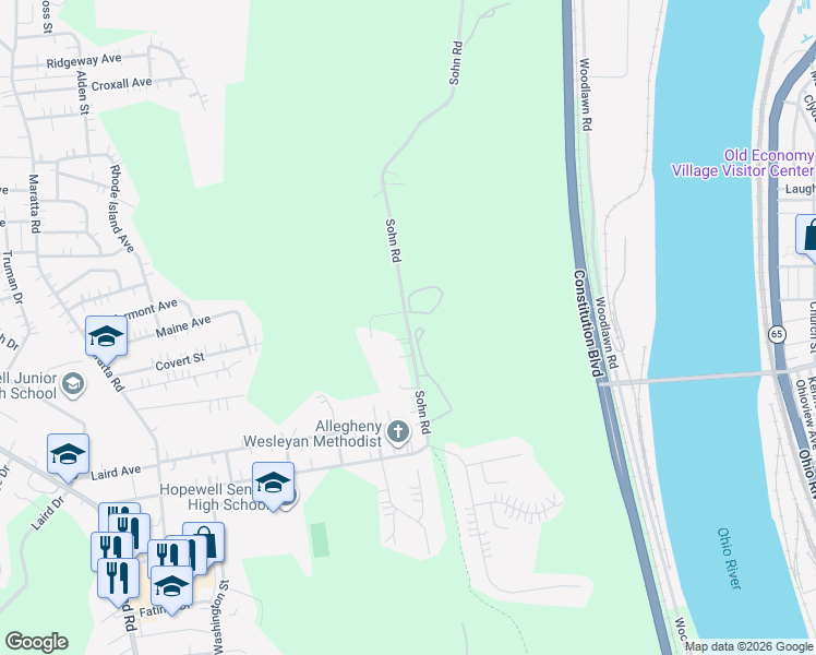 map of restaurants, bars, coffee shops, grocery stores, and more near 1908 Sohn Road in Aliquippa