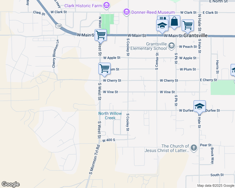 map of restaurants, bars, coffee shops, grocery stores, and more near 335 West Vine Street in Grantsville