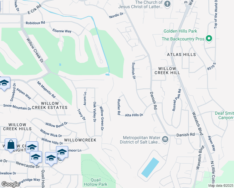 map of restaurants, bars, coffee shops, grocery stores, and more near 8662 Sugarloaf Circle in Sandy