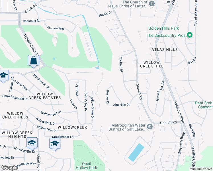 map of restaurants, bars, coffee shops, grocery stores, and more near 8662 Sugarloaf Circle in Sandy