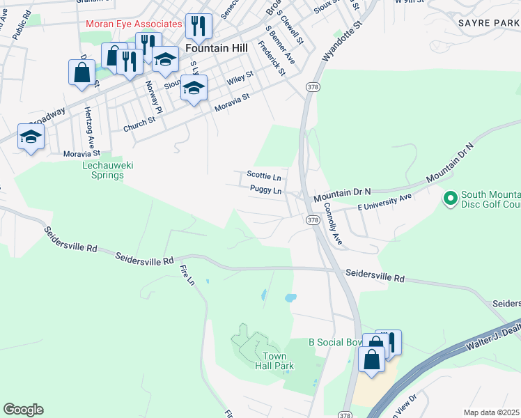 map of restaurants, bars, coffee shops, grocery stores, and more near 1377 Nace Avenue in Bethlehem