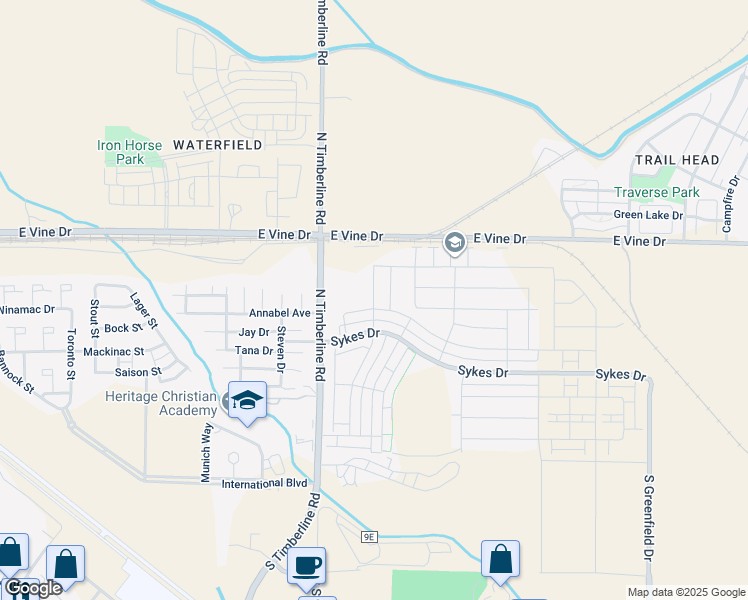 map of restaurants, bars, coffee shops, grocery stores, and more near 526 Zeppelin Way in Fort Collins