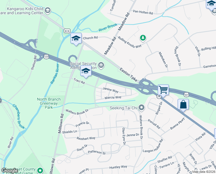 map of restaurants, bars, coffee shops, grocery stores, and more near 301 Hannah Way in Bridgewater Township