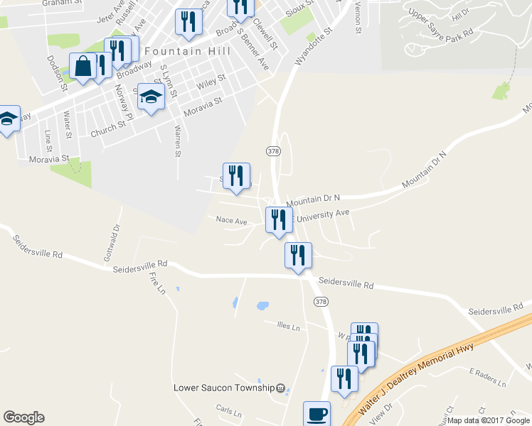 map of restaurants, bars, coffee shops, grocery stores, and more near 3805 Cannon Avenue in Bethlehem