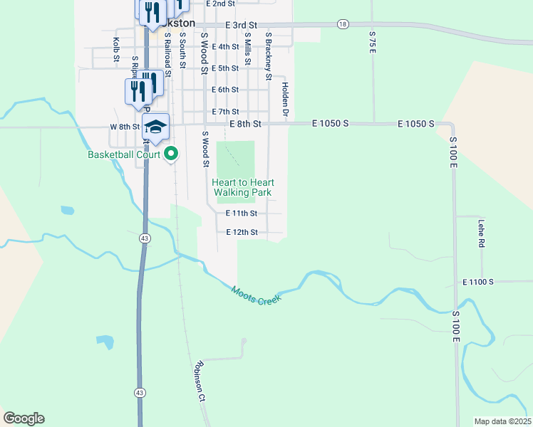 map of restaurants, bars, coffee shops, grocery stores, and more near 498 E 11th St in Brookston
