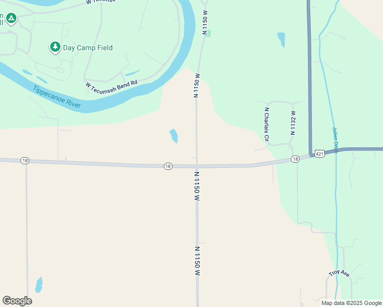 map of restaurants, bars, coffee shops, grocery stores, and more near 3354 North 1150 West in Delphi
