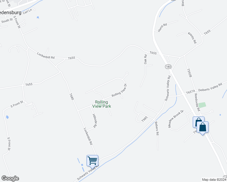 map of restaurants, bars, coffee shops, grocery stores, and more near 58 Rolling View Drive in Schuylkill Haven