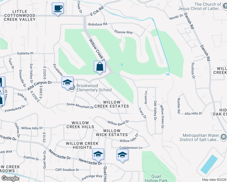 map of restaurants, bars, coffee shops, grocery stores, and more near 8651 South Mount Majestic Road in Sandy