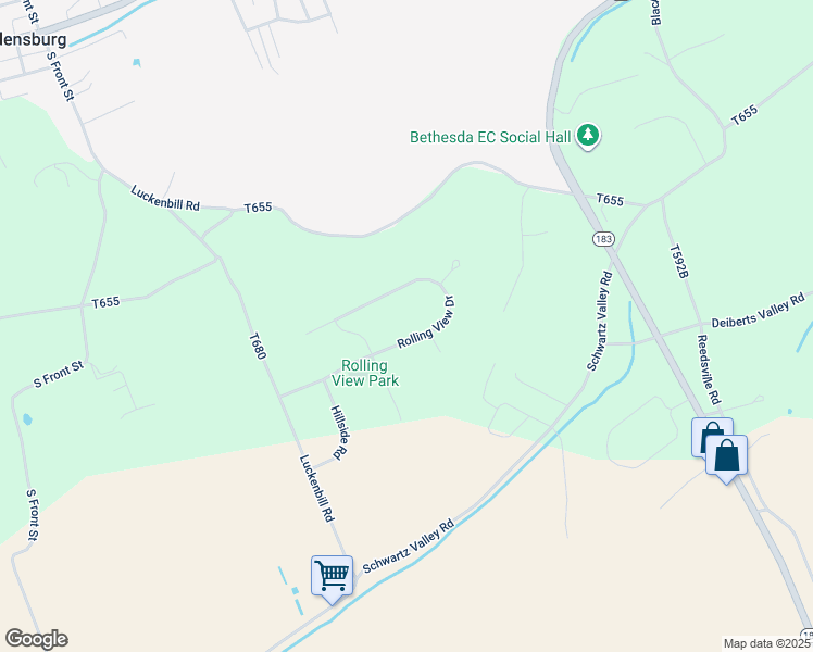 map of restaurants, bars, coffee shops, grocery stores, and more near 58 Rolling View Drive in Schuylkill Haven
