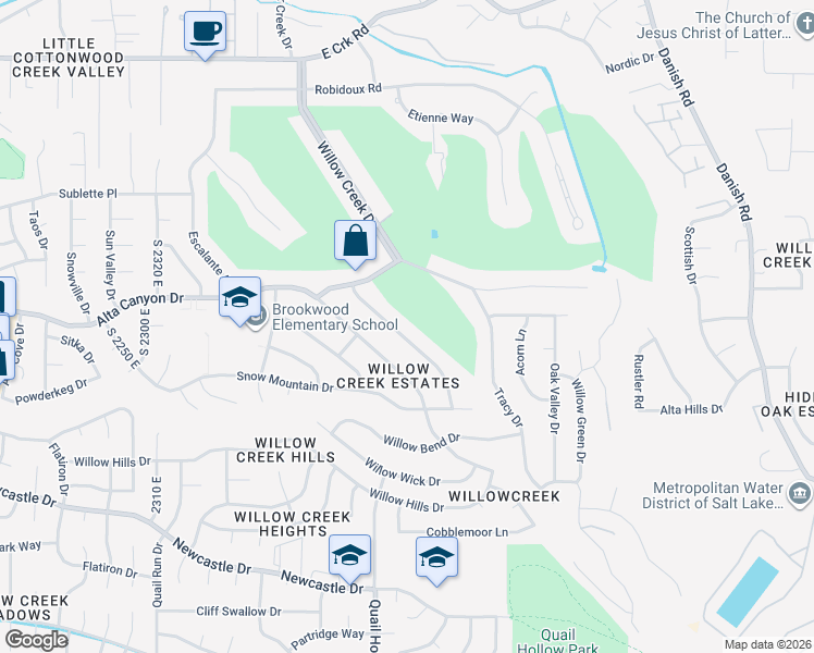 map of restaurants, bars, coffee shops, grocery stores, and more near 8641 Mount Majestic Road in Sandy
