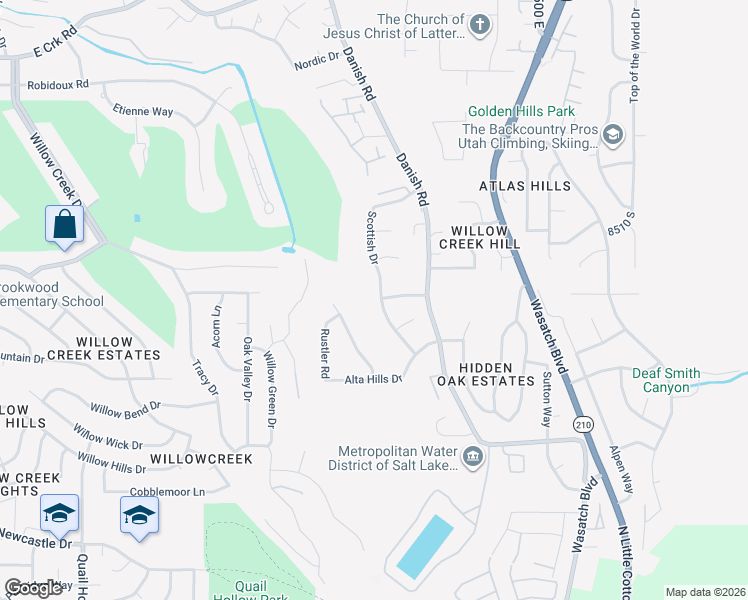 map of restaurants, bars, coffee shops, grocery stores, and more near 8626 Scottish Drive in Sandy
