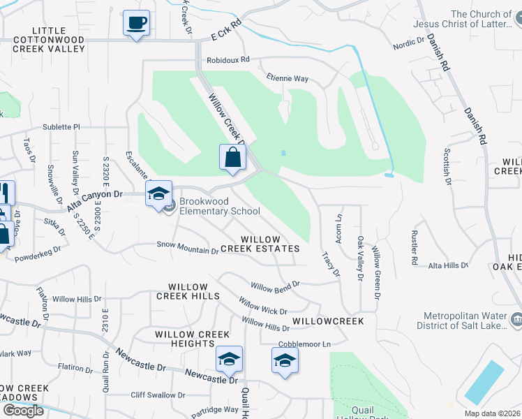 map of restaurants, bars, coffee shops, grocery stores, and more near 8641 Mount Majestic Road in Sandy