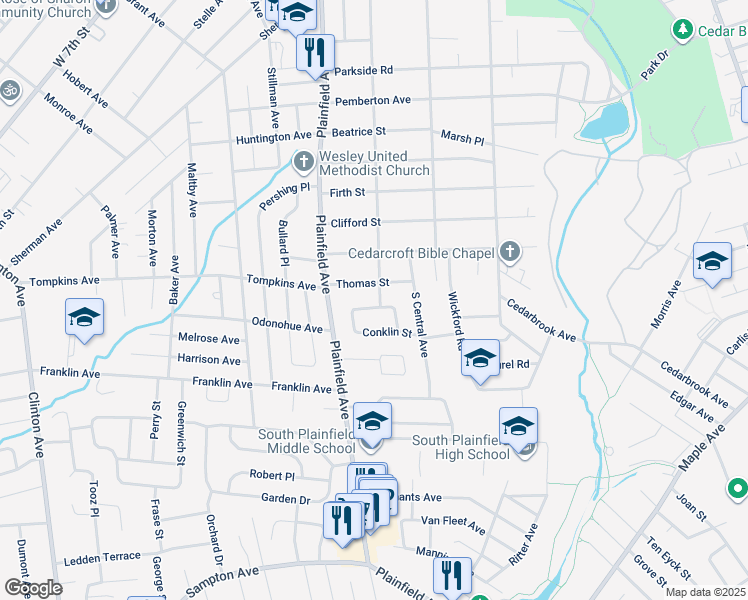 map of restaurants, bars, coffee shops, grocery stores, and more near 52 Leeds Drive in South Plainfield