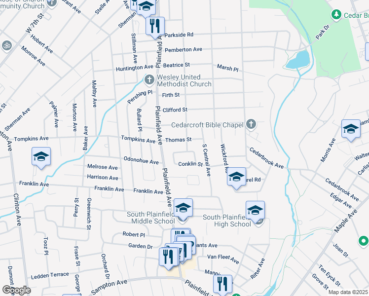 map of restaurants, bars, coffee shops, grocery stores, and more near 52 Leeds Drive in South Plainfield