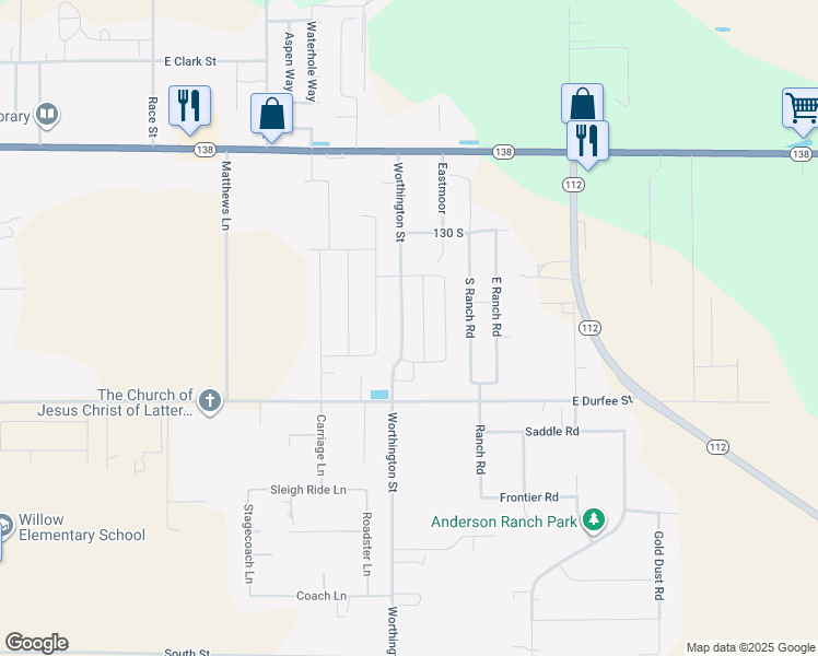 map of restaurants, bars, coffee shops, grocery stores, and more near 227 Worthington Street in Grantsville