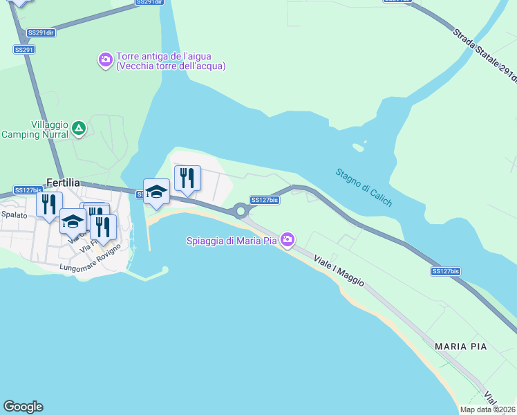 map of restaurants, bars, coffee shops, grocery stores, and more near 18 Viale Salvatore Burruni in Città metropolitana di Sassari