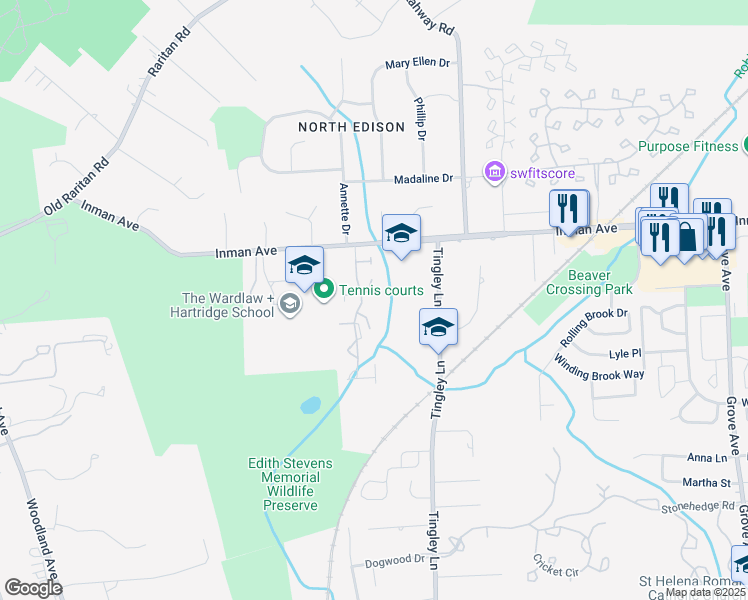 map of restaurants, bars, coffee shops, grocery stores, and more near 53 Holly Court in Edison