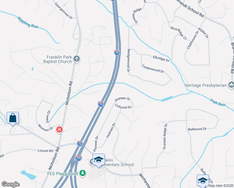map of restaurants, bars, coffee shops, grocery stores, and more near 1869 Pioneer Drive in Sewickley