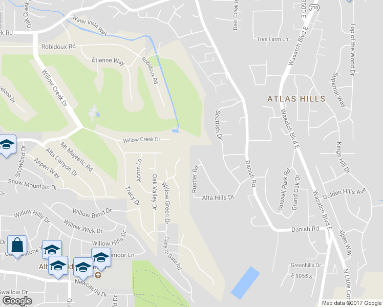 map of restaurants, bars, coffee shops, grocery stores, and more near 8662 Sugarloaf Circle in Sandy